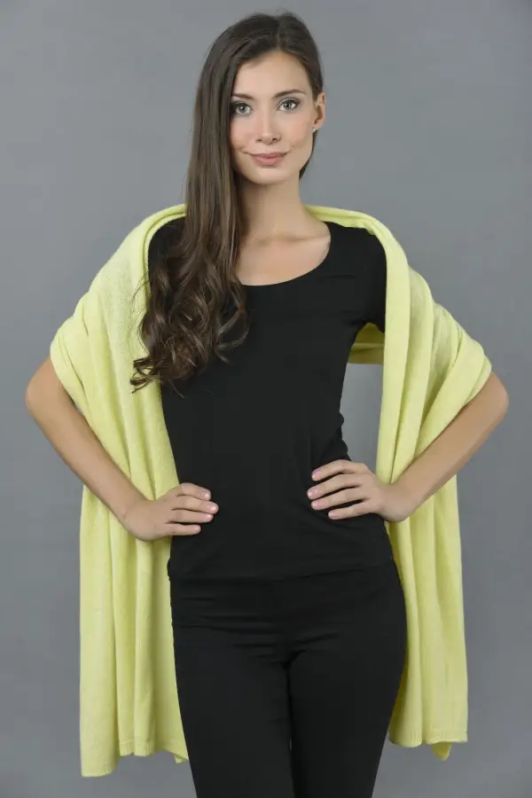 Knitted Pure Cashmere Wrap in Yellow