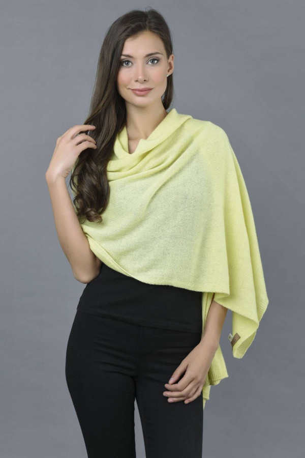 Knitted Pure Cashmere Wrap in Yellow