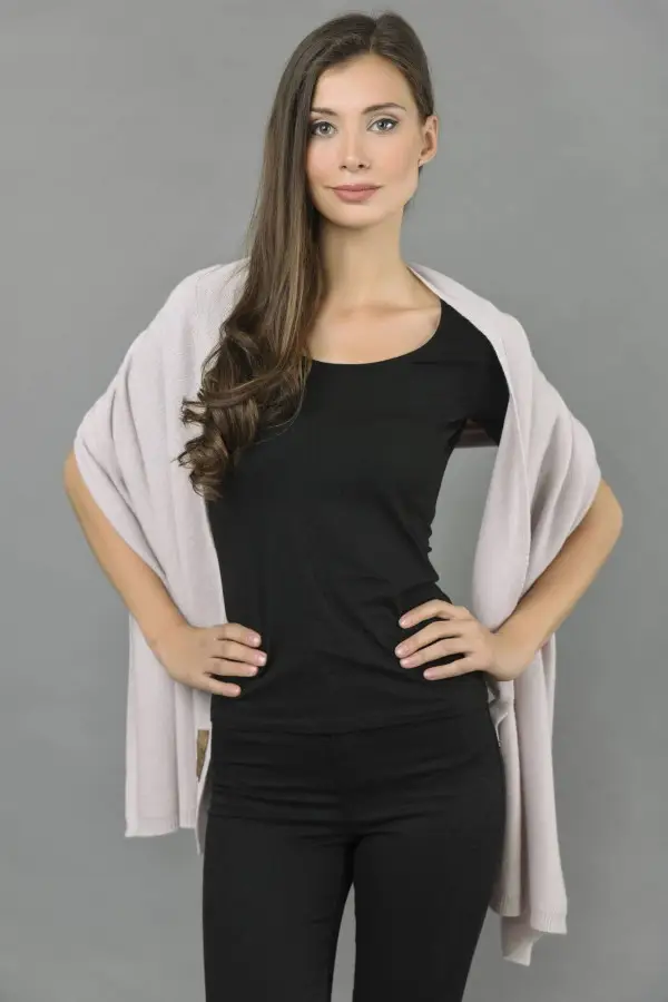 Knitted Pure Cashmere Wrap in Carousel Pink