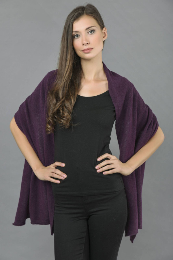 Gestrickter Reiner Kaschmir Schal in violett