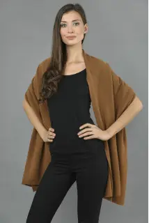 Knitted Pure Cashmere Wrap in Brown