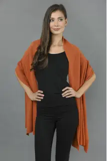 Stola grande in puro cashmere Siena bruciata