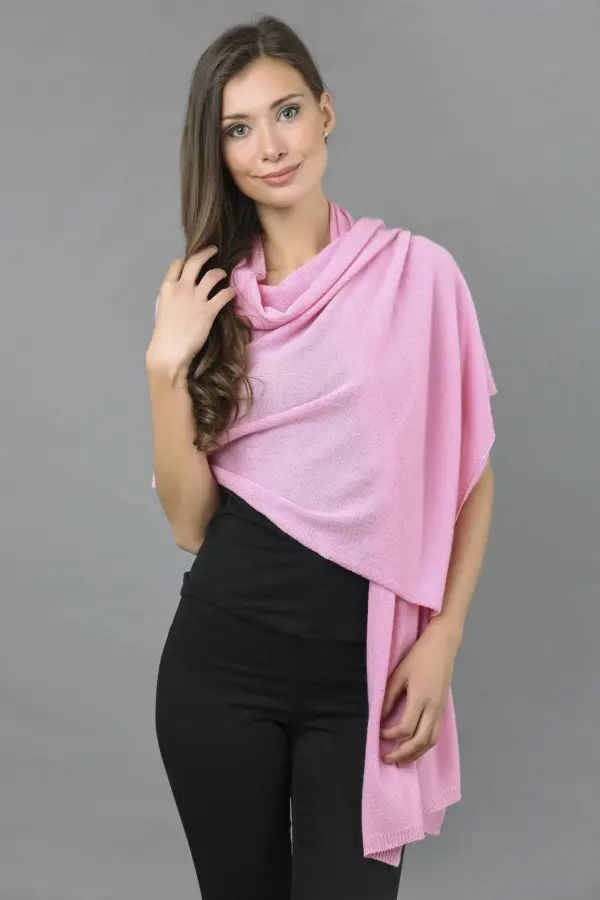 Knitted Pure Cashmere Wrap in Ultra Pink