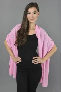 Knitted Pure Cashmere Wrap in Ultra Pink