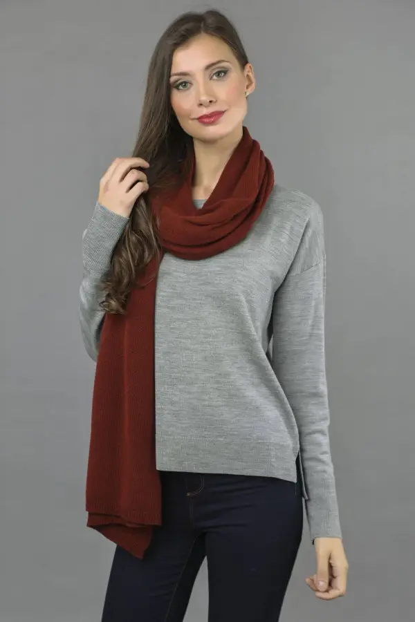 Stola grande in puro cashmere Bordeaux