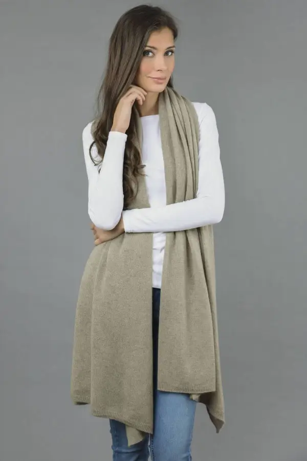 Stola grande in puro cashmere Cammello