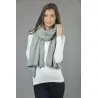 Knitted Pure Cashmere Wrap in Light Grey 1