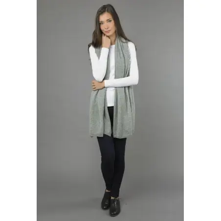 Knitted Pure Cashmere Wrap in Light Grey 2
