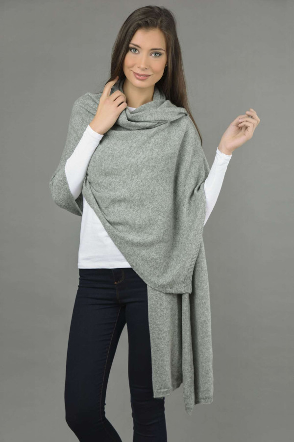 Stola 100% cashmere Grigio chiaro 3