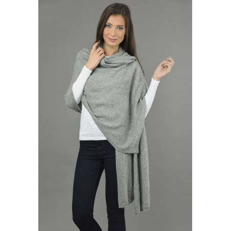 Châle tricoté pur cachemire en gris clair 3