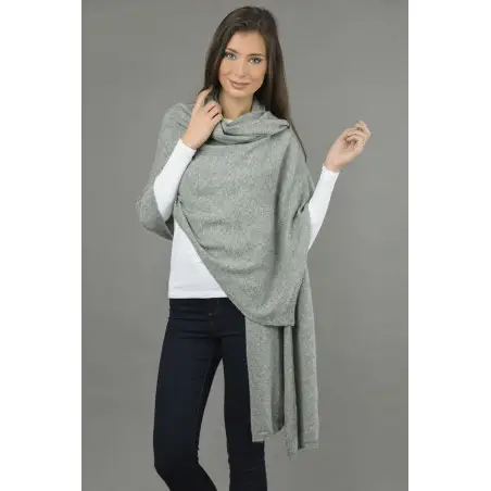Knitted Pure Cashmere Wrap in Light Grey 3