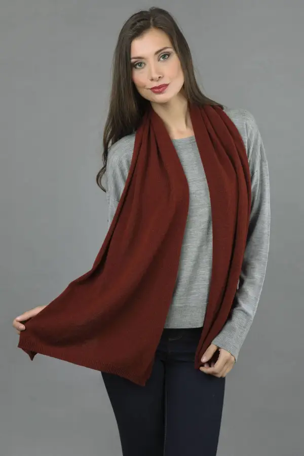 Sciarpa puro cashmere maglia liscia colore Bordeaux