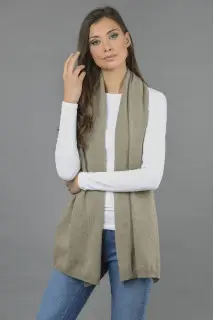 Sciarpa puro cashmere maglia liscia colore Cammello