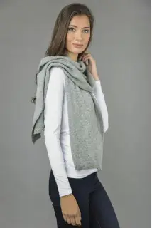 Cashmere scarf in Light grey plain knit