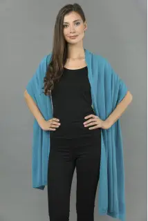 Stola grande in puro cashmere Blu mare