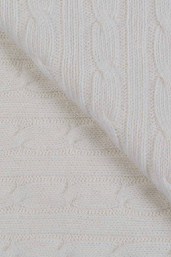 Cream White pure cashmere baby blanket cable knit