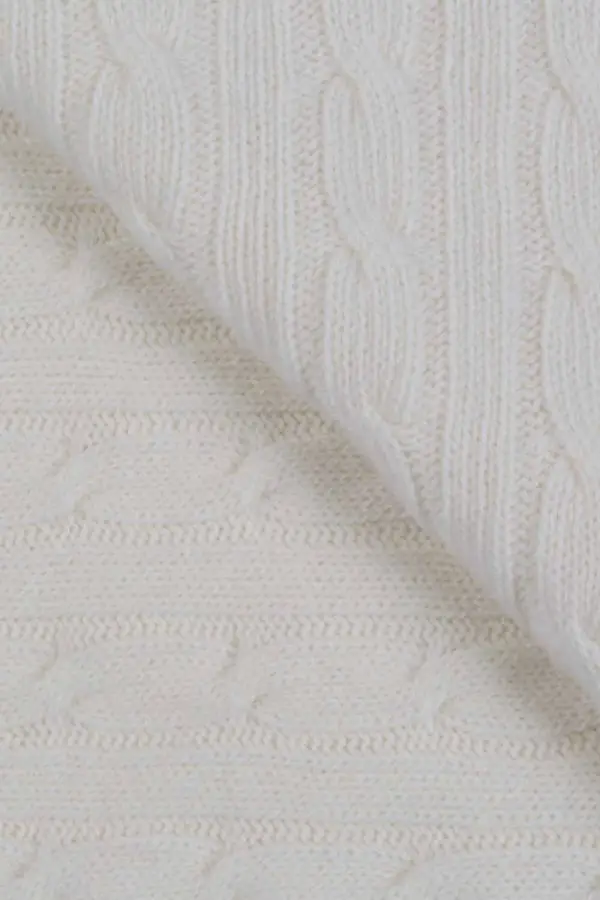 Cream White pure cashmere baby blanket cable knit