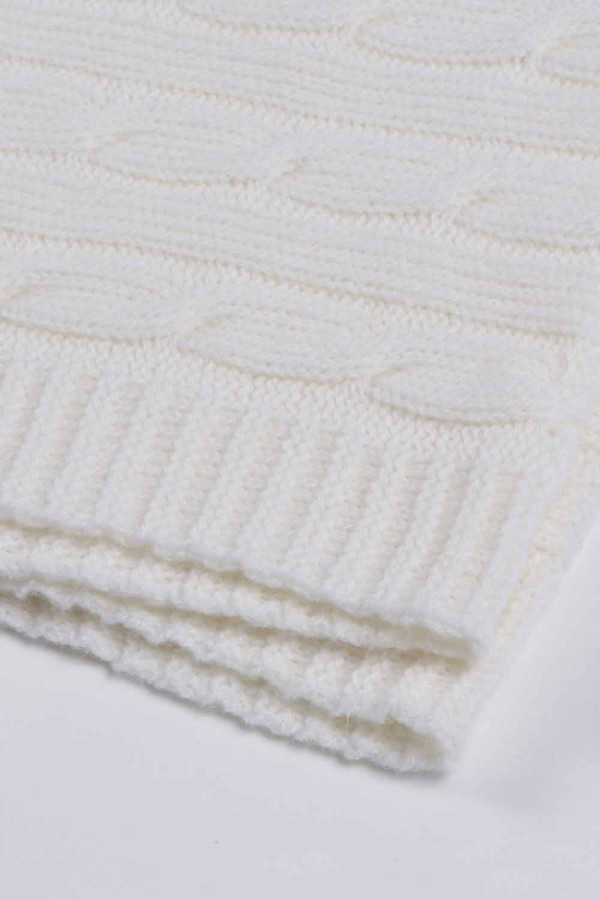 Couverture pour bébé pur cachemire maille torsadée en crème blanc