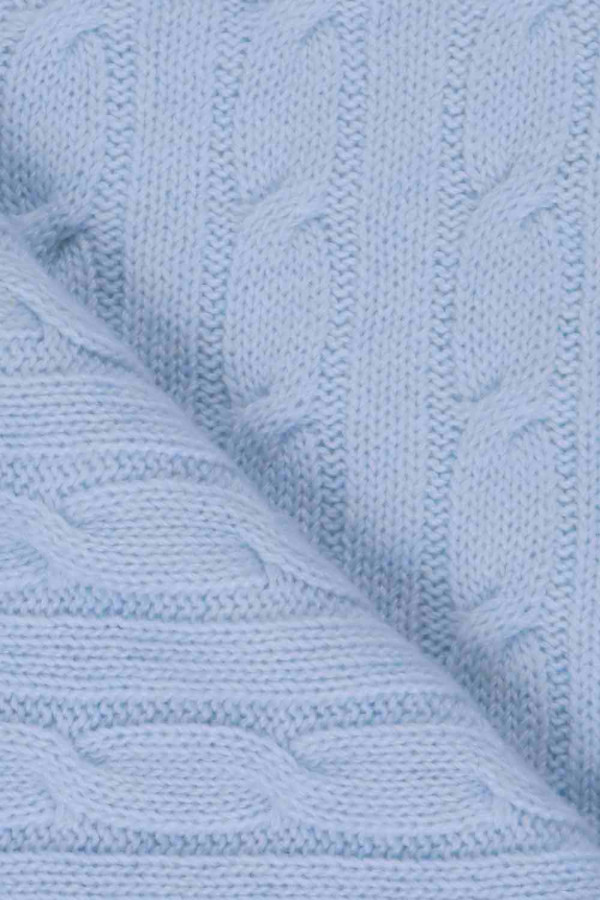 Couverture pour bébé pur cachemire maille torsadée en Light blue