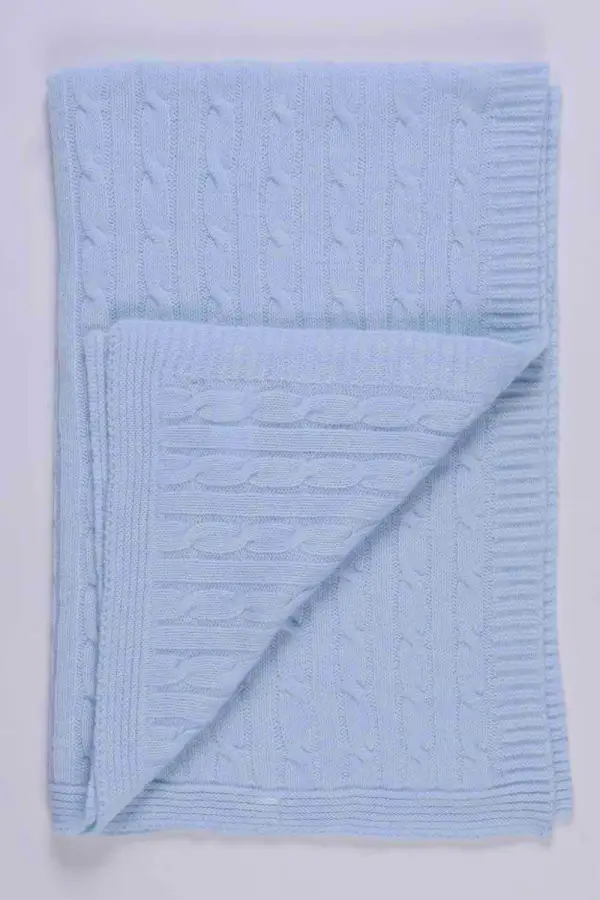 Copertina da culla neonato in puro cashmere azzurra
