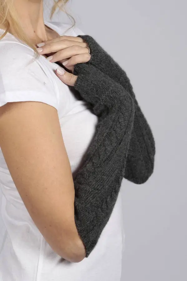 Premium 100% Cashmere Cable Wrist Warmers for Women Made in Scotland