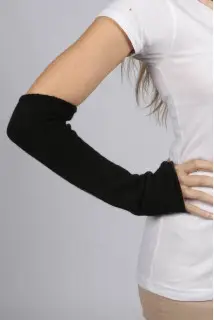 Manicotto guanto lungo maglia rasata Nero 100% cashmere