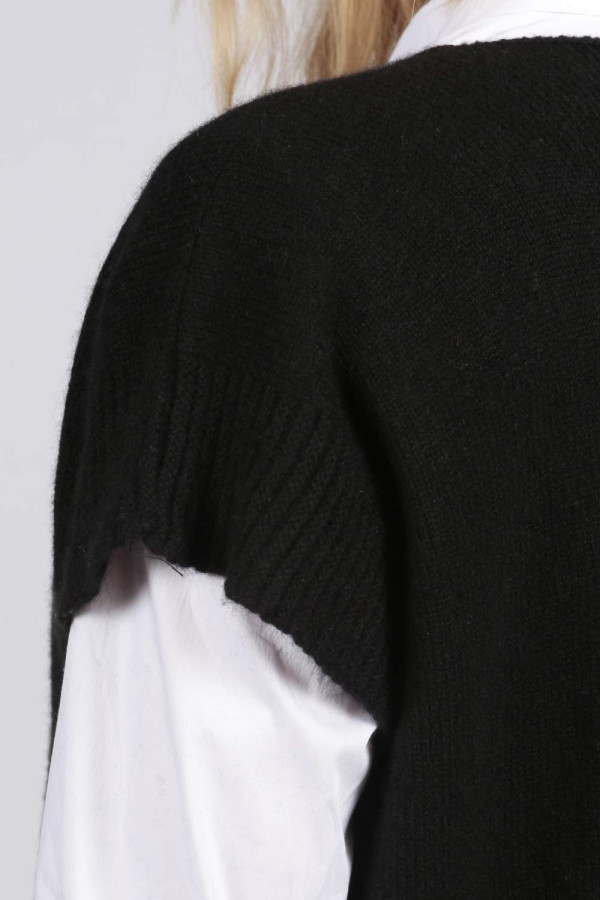 Chandail sans manches pour femmes pur cachemire en noir
