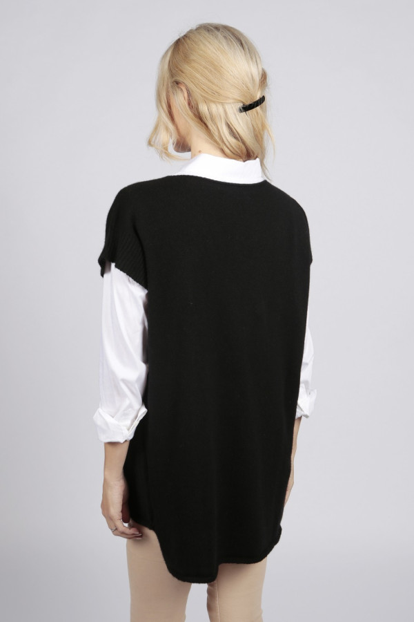 Chandail sans manches pour femmes pur cachemire en noir