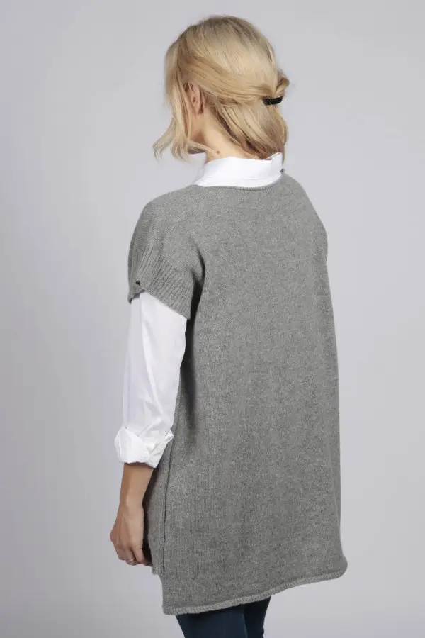 Reiner Kaschmir Ärmelloser Damen Pullover in hellgrau