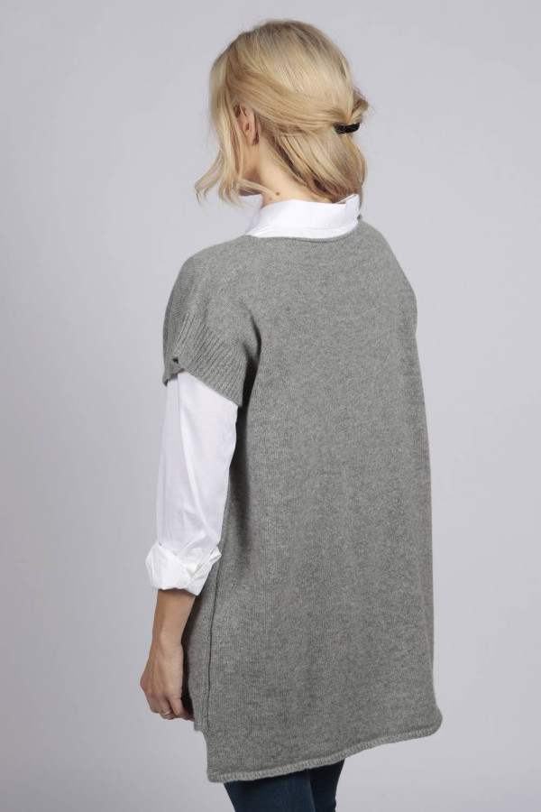 Reiner Kaschmir Ärmelloser Damen Pullover in hellgrau