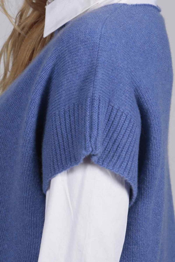 Chandail sans manches pour femmes pur cachemire en bleu pervenche