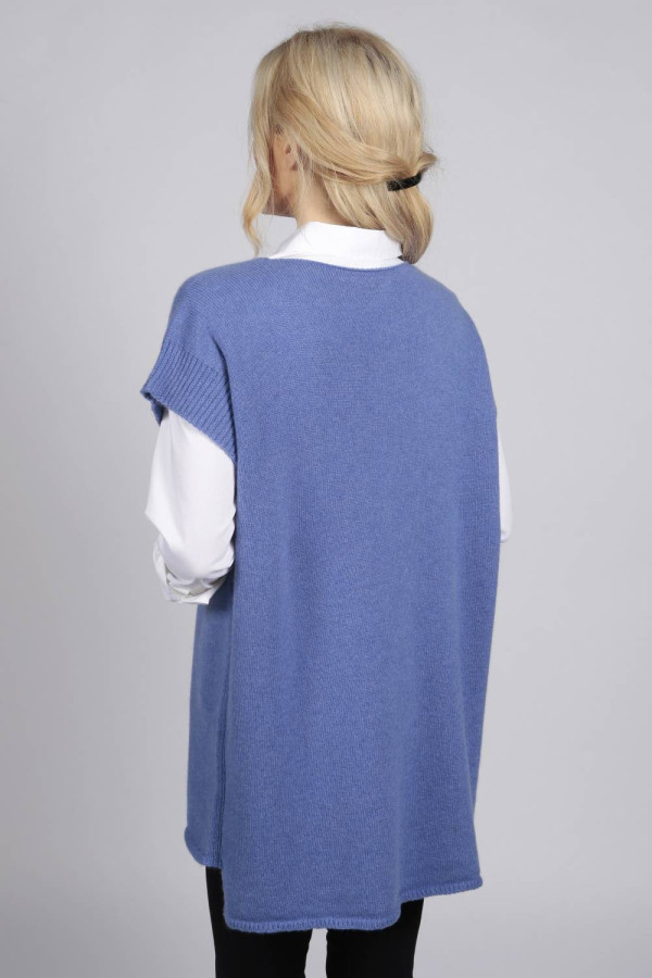 Reiner Kaschmir Ärmelloser Damen Pullover in singrünblau