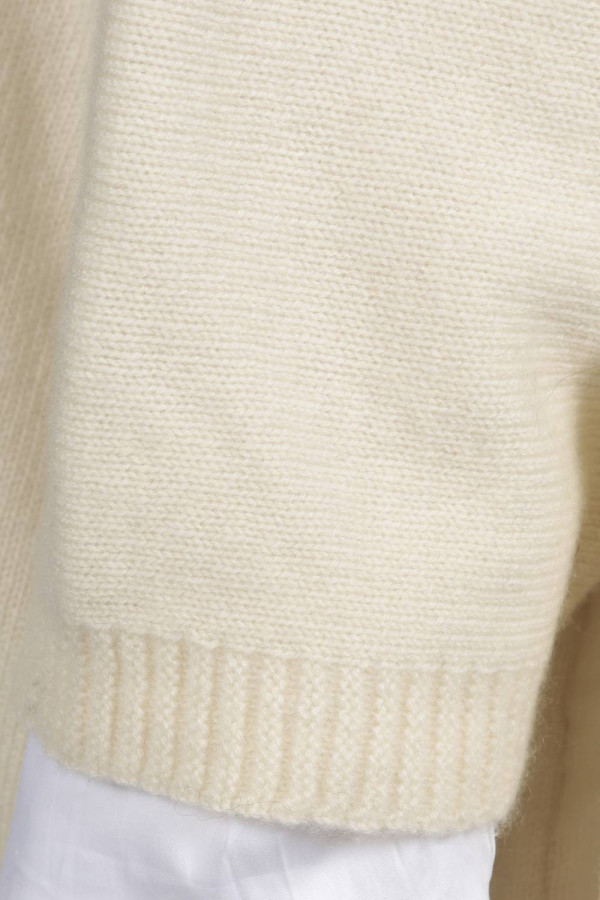 Chaqueta larga de punto blanco crema 100% cachemira