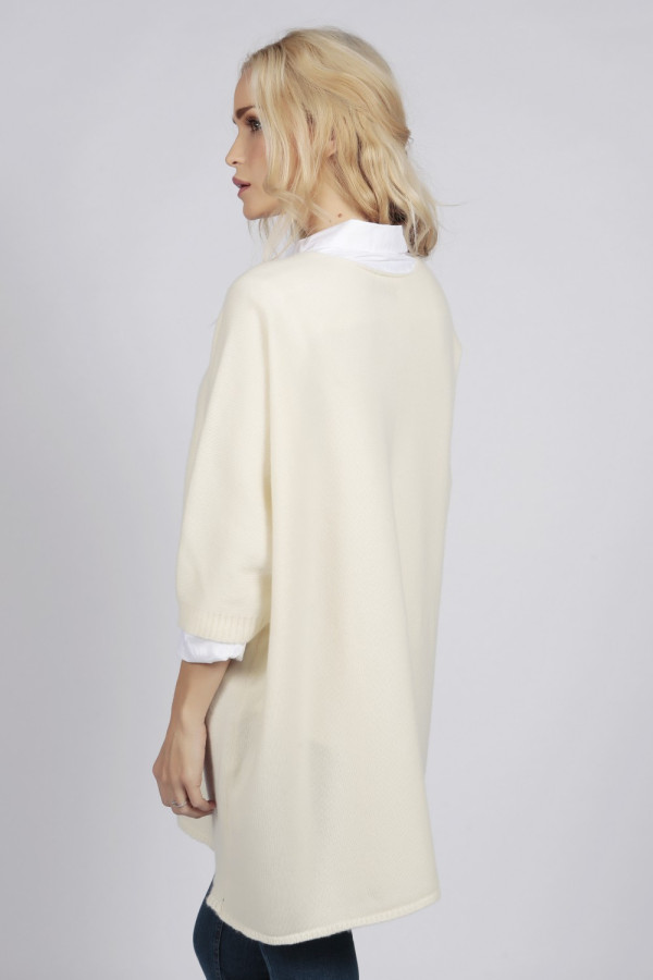 Cream white pure cashmere duster cardigan