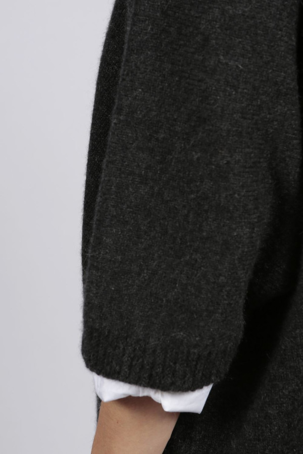 Cardigan long cache-poussière pur cachemire en gris charbon