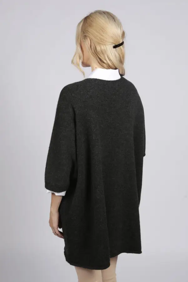 Spolverino cardigan per donna in puro cashmere Grigio Antracite