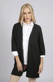 Spolverino cardigan per donna in puro cashmere Grigio Antracite