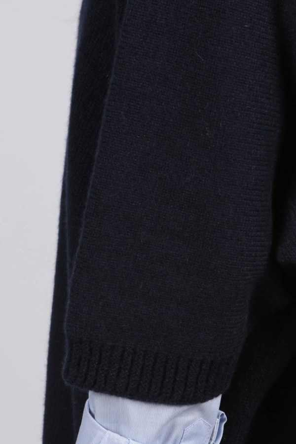 Navy blue pure cashmere duster cardigan