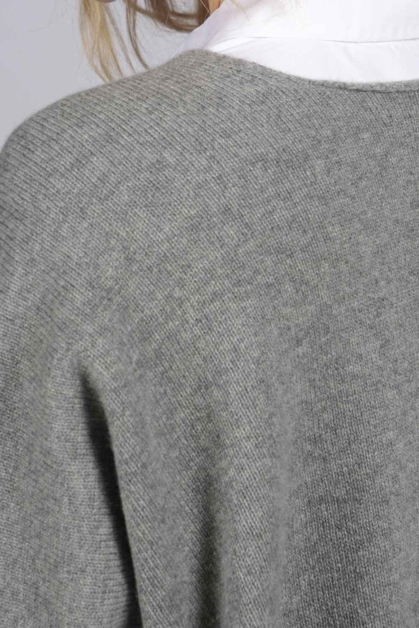 Reine Kaschmir Lange Duster Strickjacke in hellgrau