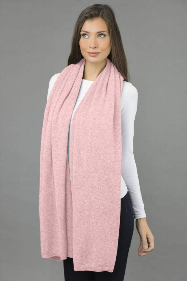 Châle tricoté pur cachemire en rose bébé
