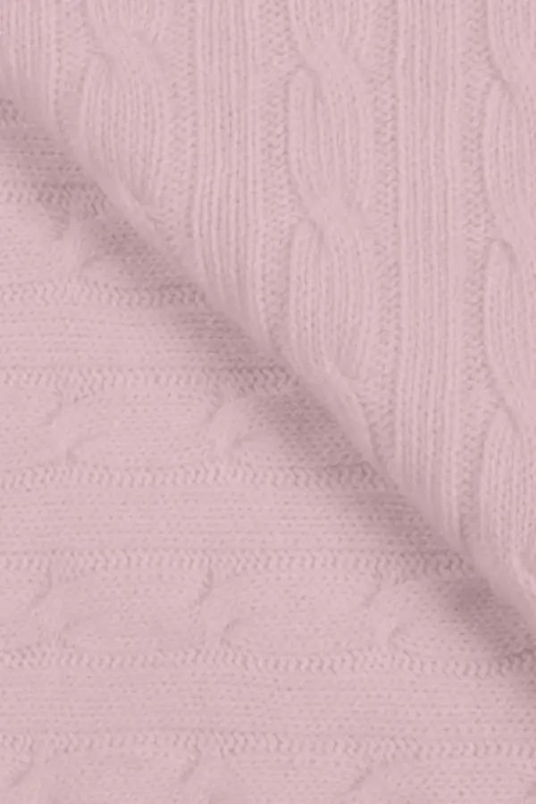 Baby Pink pure cashmere baby blanket cable knit