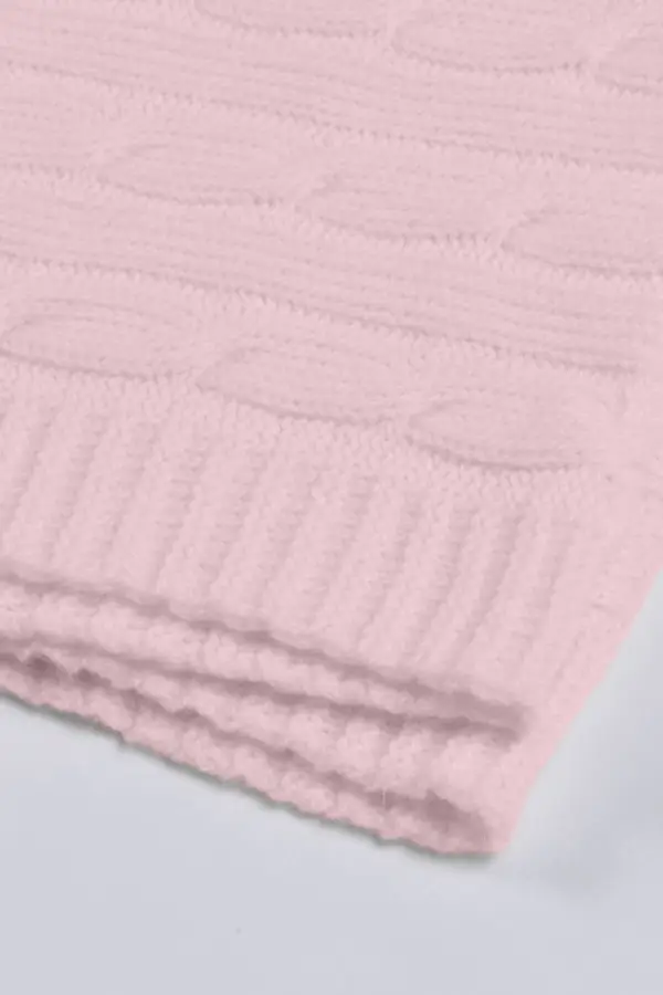 Baby Pink pure cashmere baby blanket cable knit