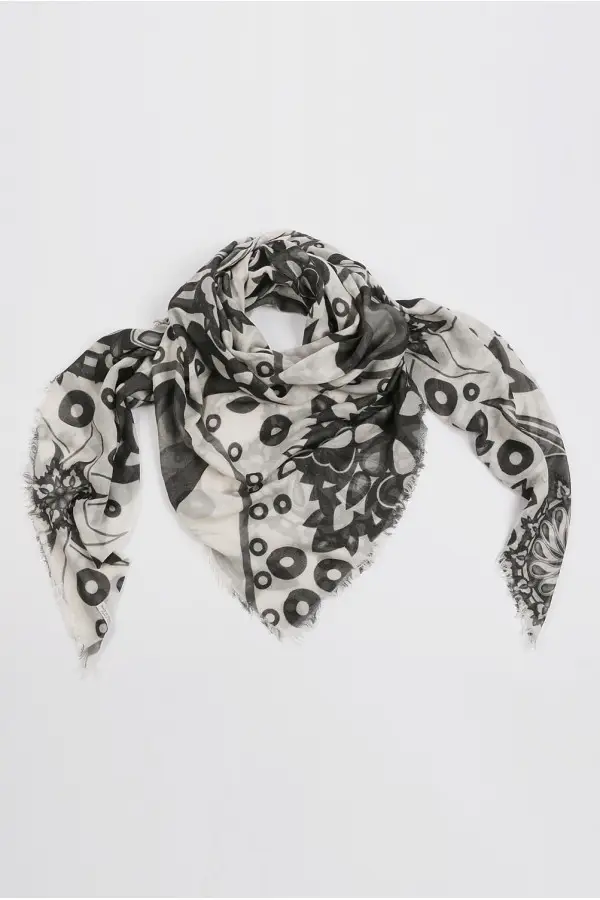 Summer scarf in bamboo wrap square shawl Paisley pattern print