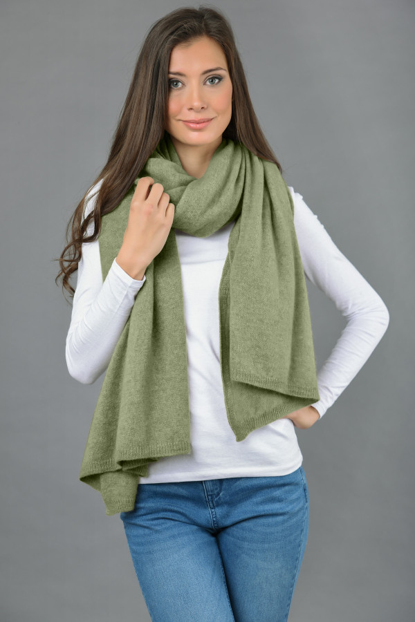 Stola grande in puro cashmere Verde Salvia