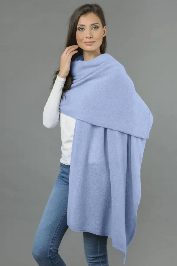 Pure Cashmere Wrap in Light Blue