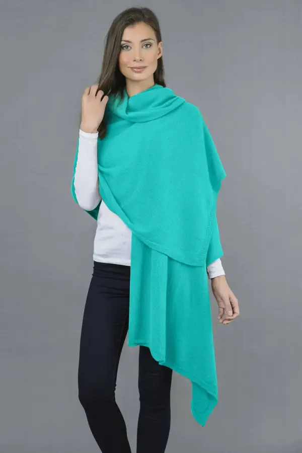 Stola grande in puro cashmere Blu Tiffany
