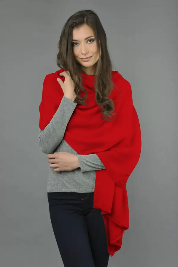Stola grande in puro cashmere Rosso