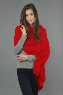 Stola grande in puro cashmere Rosso