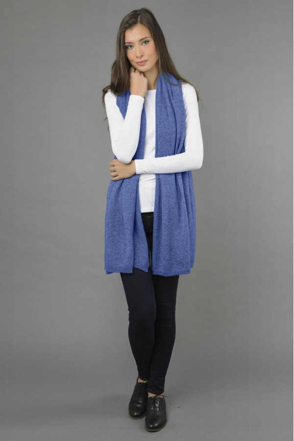 Pure Cashmere Wrap in Periwinkle Blue