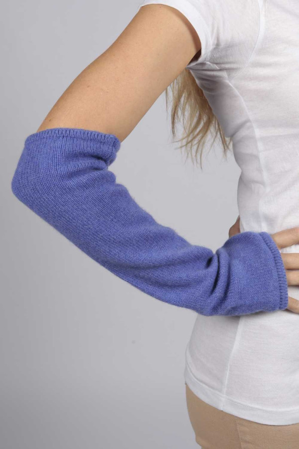 Reine Kaschmir Fingerlose Lange Armstulpen in singrünblau